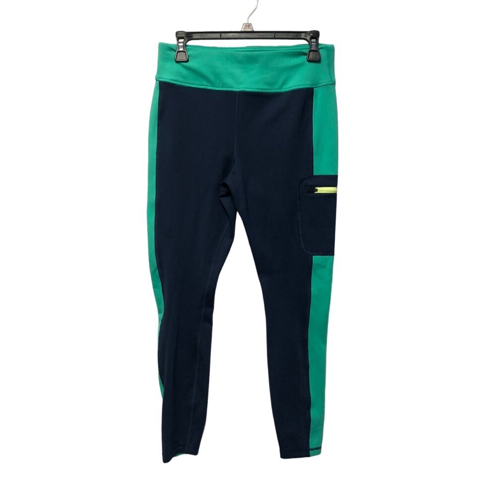 Athletic Works Leggings Womens Size Medium 8-10 Green Navy Pocket Athleisure